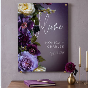 Dark Moody Purple & Lavender Floral Modern Wedding Poster