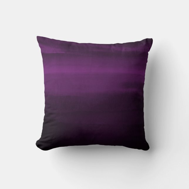 Dark Moody Purple Plum Modern Watercolor Chic Cushion (Front)