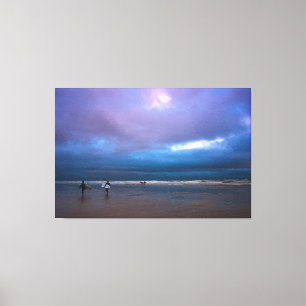 Dark moody purple sky seascape oil painting canvas print