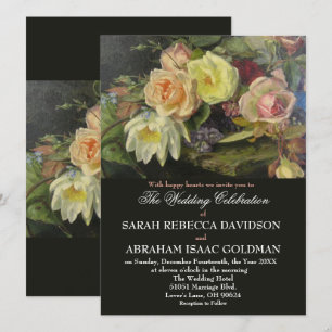 Dark Moody Romantic Antique Tole Painting Wedding  Invitation
