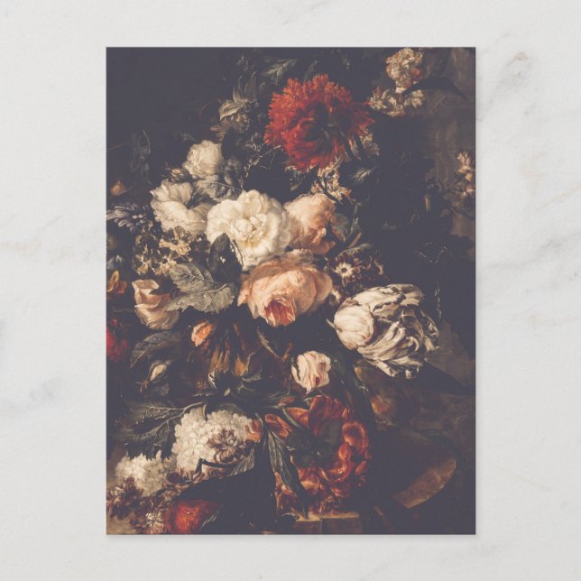 Dark Moody Romantic Floral Blank Postcard (Front)