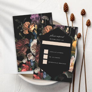 Dark Moody Romantic Floral Dutch Painterly RSVP Card