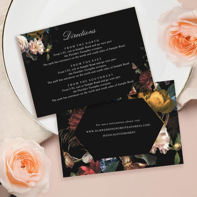 Dark Moody Romantic Floral Dutch Painterly Wedding Enclosure Card (Creator Uploaded)