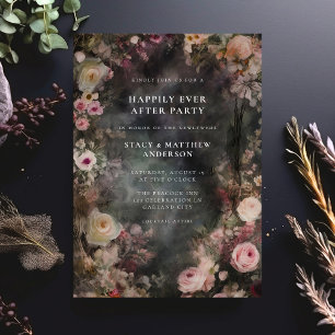 Dark Moody Romantic Floral Wedding Reception Invitation