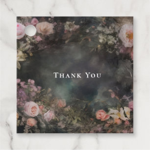 Dark Moody Romantic Floral Wedding Thank You Favour Tags