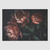 Dark Moody Romantic Florals Decoupage Gift Wrap