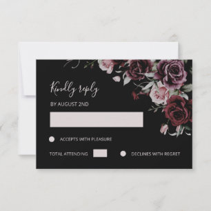 Dark Moody Romantic Watercolor Roses RSVP Card