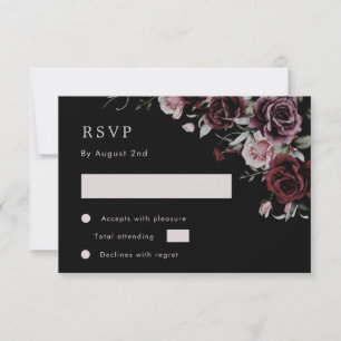 Dark Moody Romantic Watercolor Roses RSVP Card