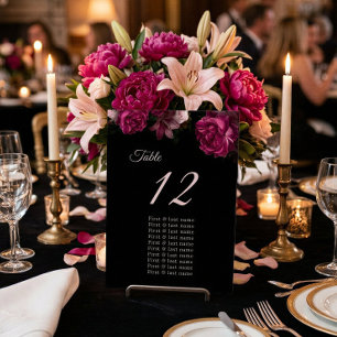Dark Moody Roses Floral Wedding Seating Chart Table Number