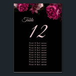 Dark Moody Roses Floral Wedding Seating Chart Table Number<br><div class="desc">Fine art hand painted dark moody roses wedding table numbers seating chart card.</div>