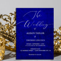 Dark Moody Royal Blue with scratches  Invitation