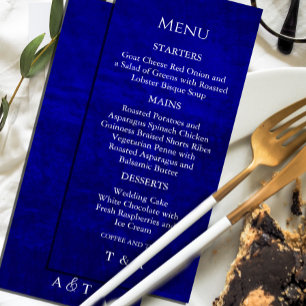 Dark Moody Royal Blue with Scratches Menu Invitation