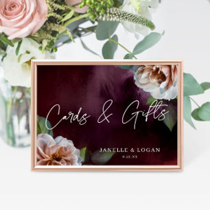 Dark + Moody Rustic Floral Tabletop Wedding Sign