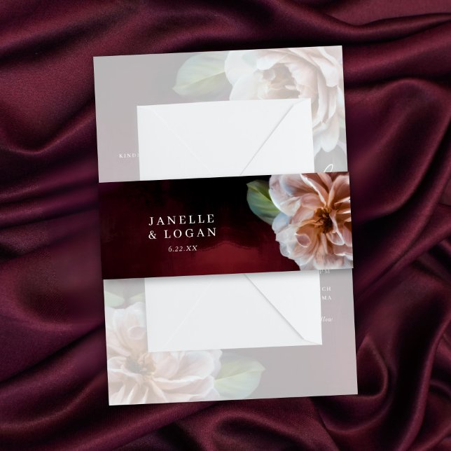 Dark + Moody Rustic Floral Wedding Invitation Invitation Belly Band (Creator Uploaded)