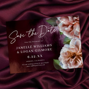 Dark + Moody Rustic Floral Wedding Save The Date Invitation