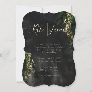 Dark & Moody Snapdragon skulls wedding Invitation