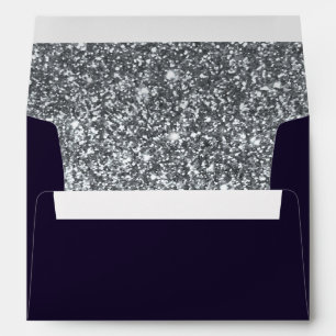 Dark Moody Trees Glitter Silver Navy Blue Winter Envelope
