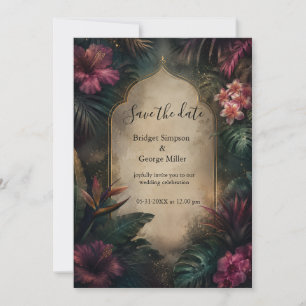 Dark Moody Tropical Hawaii Wedding Vintage  Invitation