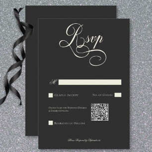 Dark Moody Victorian Moon & Sun Wedding QR Code RSVP Card