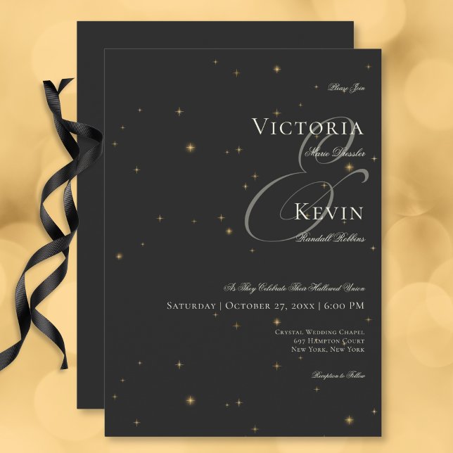 Dark Moody Victorian Stars Wedding Invitation (Dark Moody Victorian Stars Wedding Invitation)