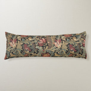 Dark Moody Vintage Floral Botanical Pattern Body Cushion