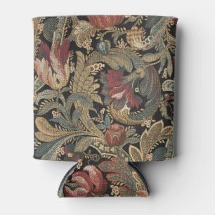 Dark Moody Vintage Floral Botanical Pattern Can Cooler