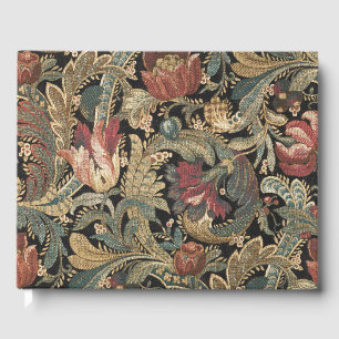 Dark Moody Vintage Floral Botanical Pattern Guest Book