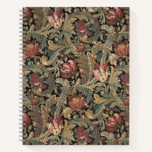 Dark Moody Vintage Floral Botanical Pattern Notebook