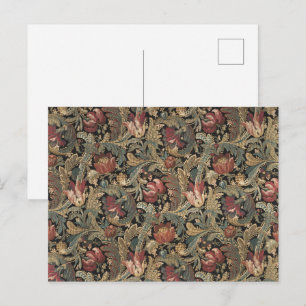 Dark Moody Vintage Floral Botanical Pattern Postcard