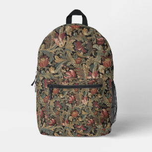 Dark Moody Vintage Floral Botanical Pattern Printed Backpack