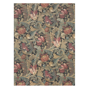 Dark Moody Vintage Floral Botanical Pattern Tablecloth
