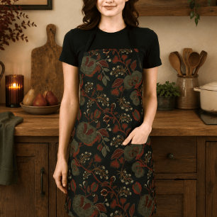 Dark Moody Vintage Floral Gothic Cottage Apron