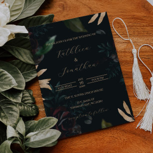 Dark Moody Wedding Invitation Black Wedding Invite