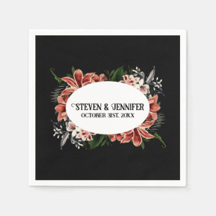 Dark & Moody Wedding Napkins Personalised Names