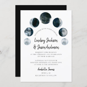 Dark Moon Celestial Bohemian Rustic Wedding Invitation