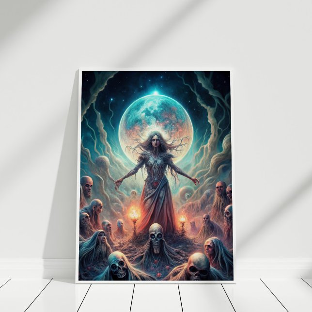 Dark Moon Witch – Spirit Calling Ritual Poster (Dark Moon Witch – Spirit Calling Ritual Poster in a white frame.)