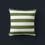 Dark Moss Green and White Stripes Cushion<br><div class="desc">Dark Moss Green and White Stripes</div>