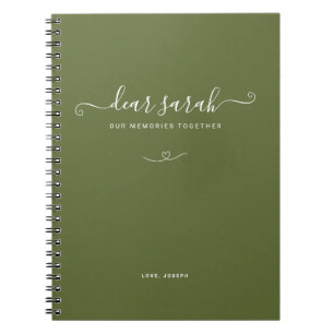 Dark Moss Green Couple Memory Keepsake Notebook