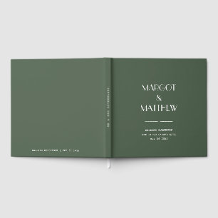 Dark Moss Green Minimalist Scandi Wedding Guest Book