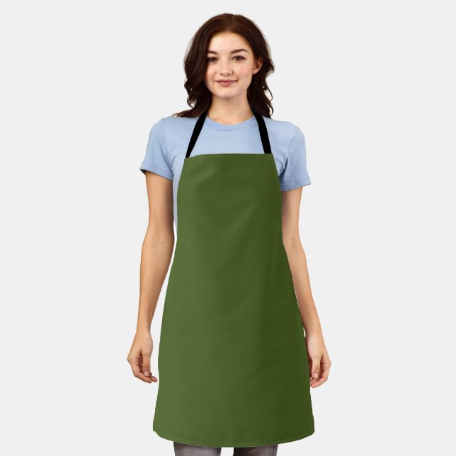 Dark Moss Green Solid Colour Apron (Worn)
