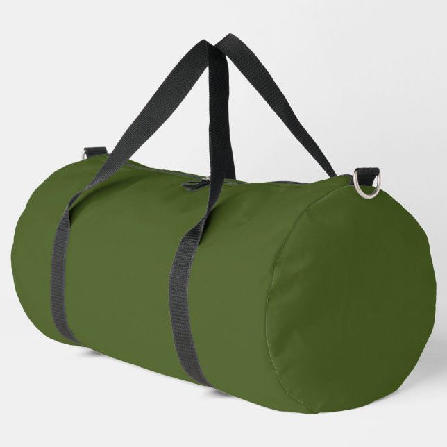 Dark Moss Green Solid Colour Duffle Bag (Left Corner)