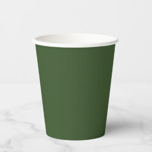 Dark Moss Green Solid Colour Paper Cups