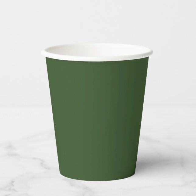 Dark Moss Green Solid Colour Paper Cups (Front)