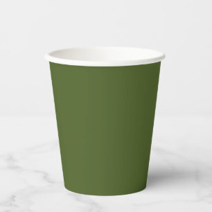 Dark Moss Green Solid Colour Paper Cups
