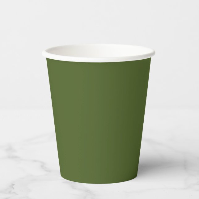 Dark Moss Green Solid Colour Paper Cups (Front)