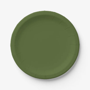 Dark Moss Green Solid Colour Paper Plate