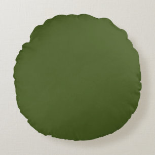 Dark Moss Green Solid Colour Round Cushion