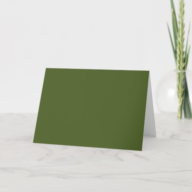 Dark Moss Green Solid Colour Thank You Card (Front)