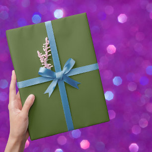 Dark Moss Green Solid Colour Wrapping Paper