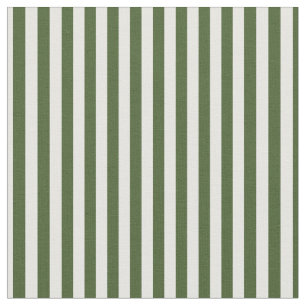 Dark Moss Green & White Stripes Fabric